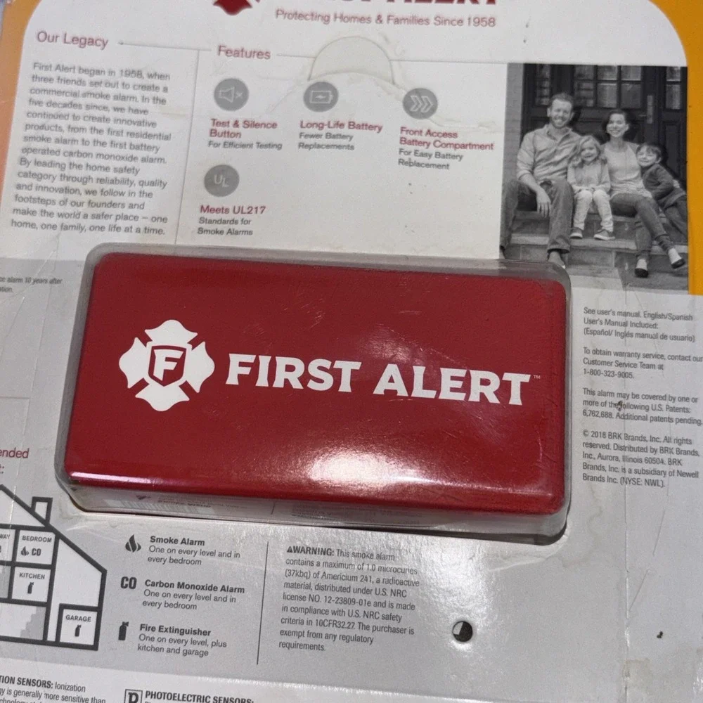 First Alert Battery Operated Long Life Lithium Smoke Detector Alarm